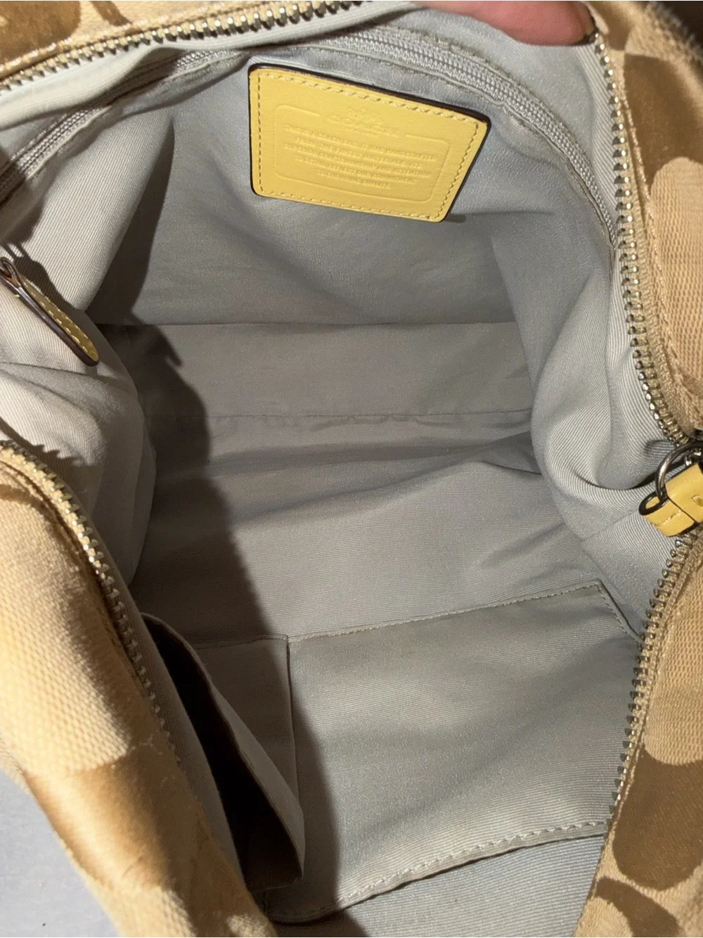 Coach Tan Signature Jacquard Shoulder Bag with Daisy Charm
